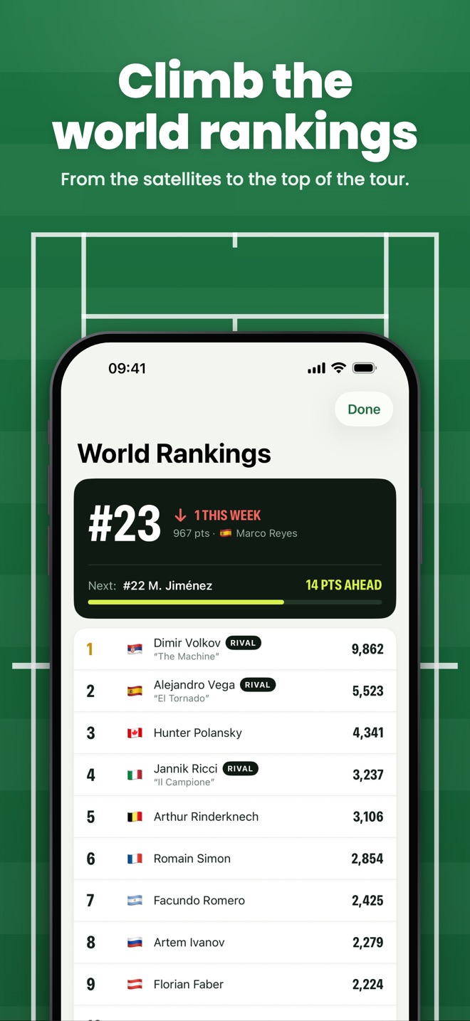 Climb the world rankings — From the satellites to the top of the tour.
